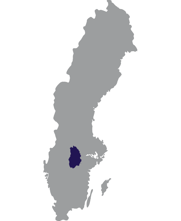 Landkaart Zweden grijs met provincie Örebro donkerblauw op transparante achtergrond - 600 * 733 pixels